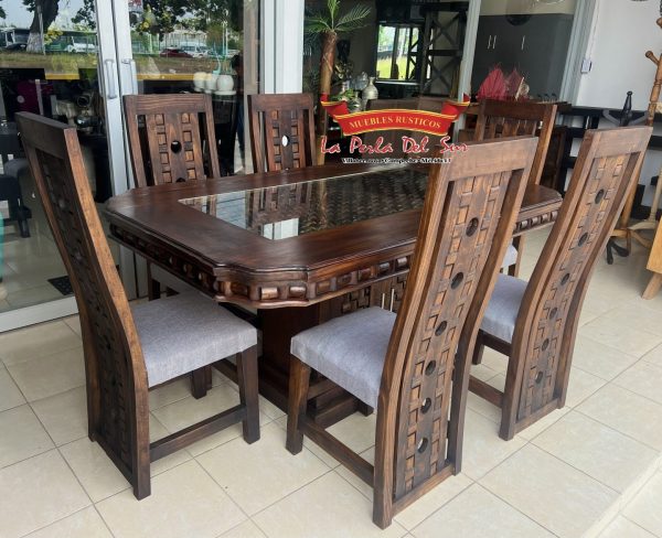 COMEDOR DE 6 SILLAS, MESA DE CUBO R. PETATIO "RAMON".