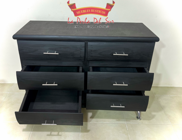 CAJONERA ACOSTADA DE 6 REFORZADA "ROBERTO". CON PATAS CROMADAS. - Imagen 4