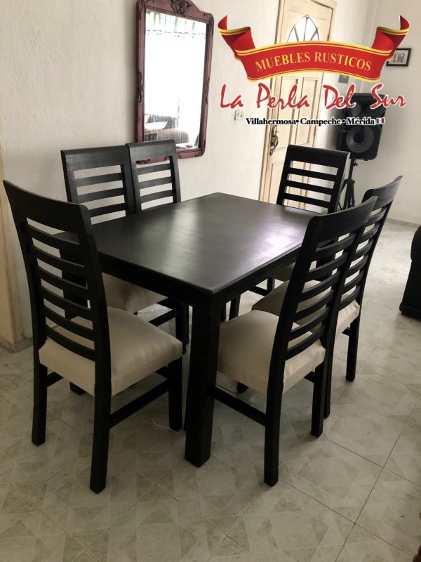 COMEDOR DE 6 SILLAS, MESA DE TRIPLAY. "VIOLETA"