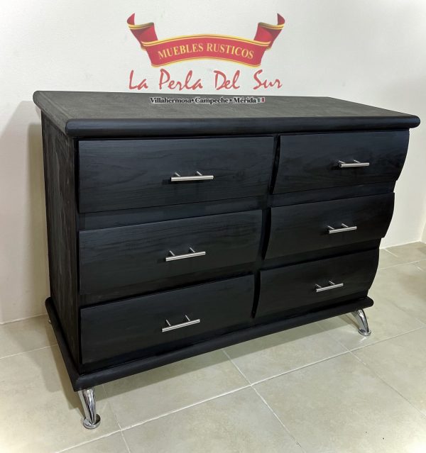 CAJONERA ACOSTADA DE 6 REFORZADA "ROBERTO". CON PATAS CROMADAS. - Imagen 3