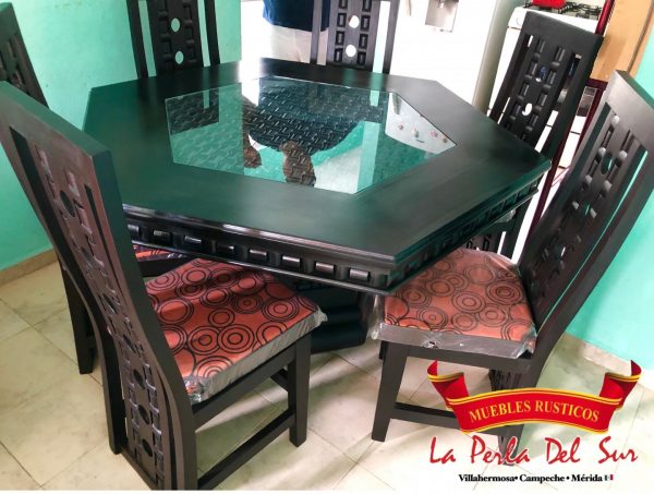 COMEDOR DE 6 SILLAS, MESA DE CUBO HEXAGONAL. - Imagen 2