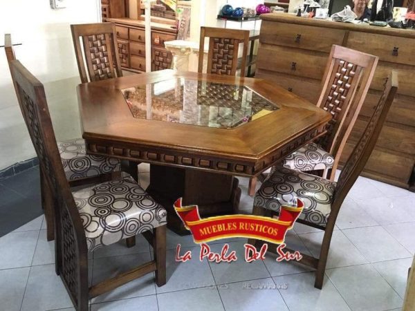 COMEDOR DE 6 SILLAS, MESA DE CUBO HEXAGONAL. - Imagen 3