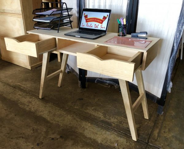 ESCRITORIO ESTILO NORDICO, 2 CAJONES. - Imagen 2