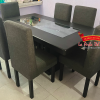 COMEDOR DE 6 SILLAS BASIC, MESA DE CUBO, TAPIZ.