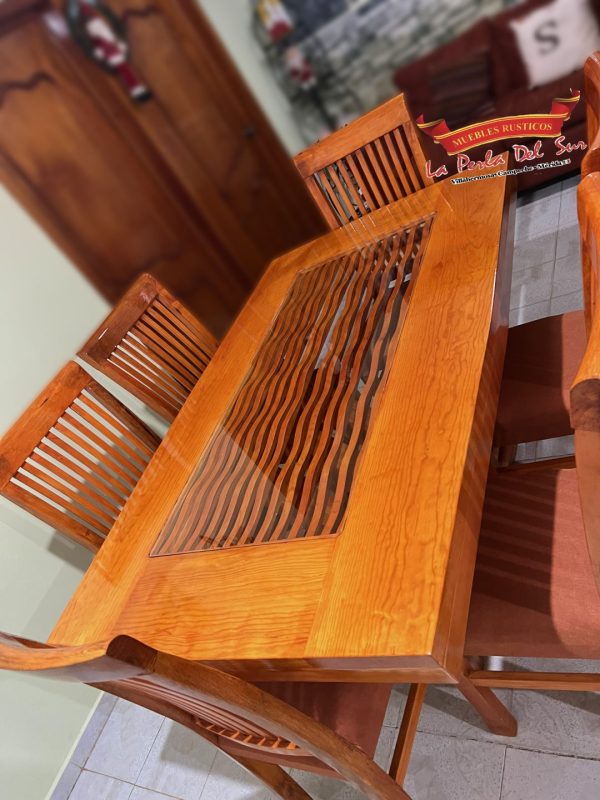 COMEDOR DE 6 SILLAS , CUBO R. COSTILLA BARNIZ COLOR CEDRO - Imagen 3
